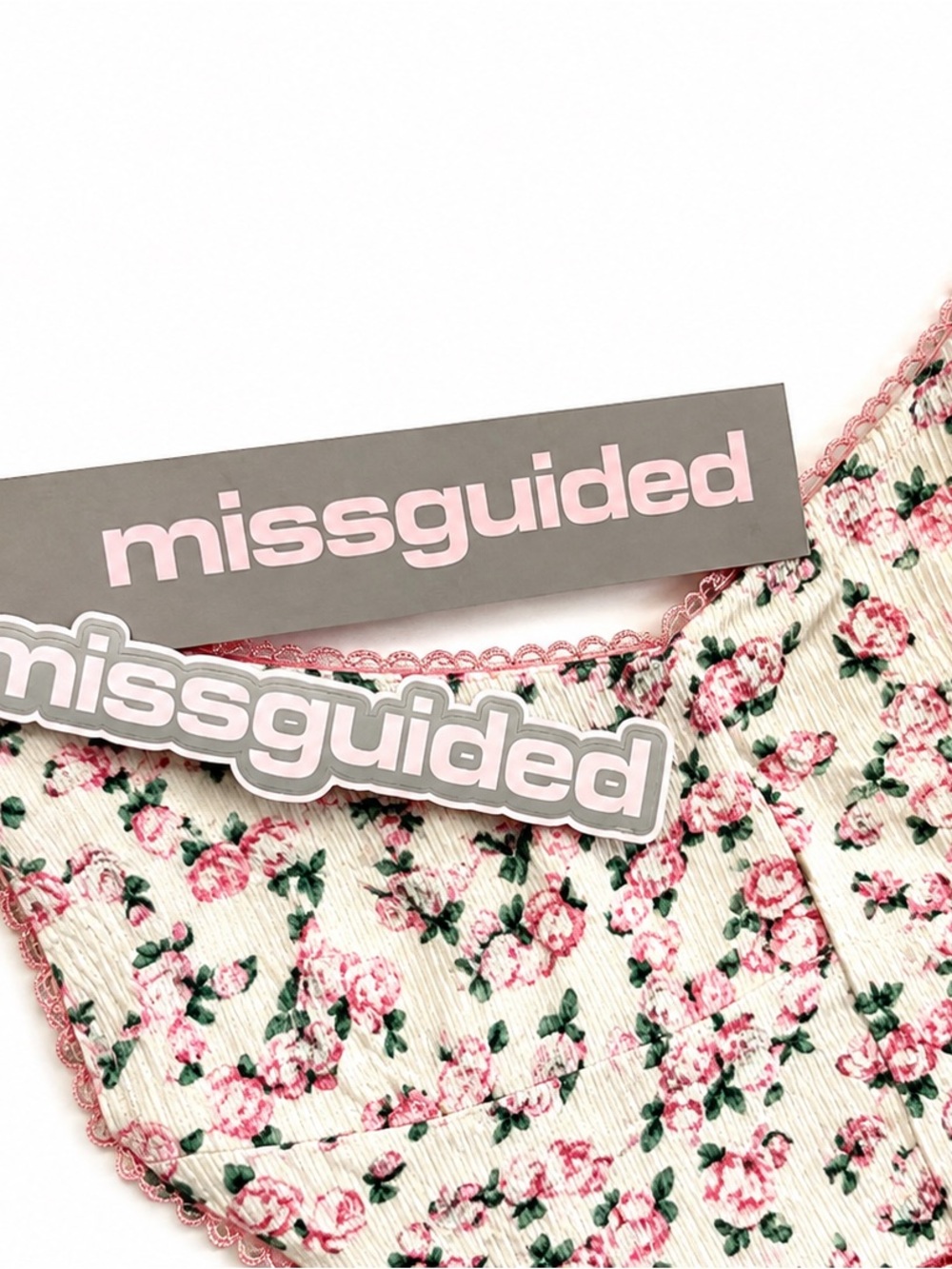 NWT Missguided Floral Ribbed Bodysuit- S - Picture 5 of 5